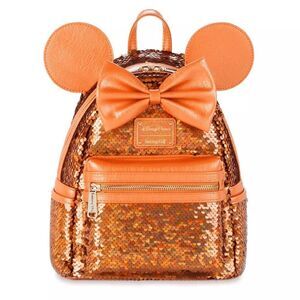 Loungefly Disney Minnie Mouse Orange Peach Punch Sequined Mini Backpack